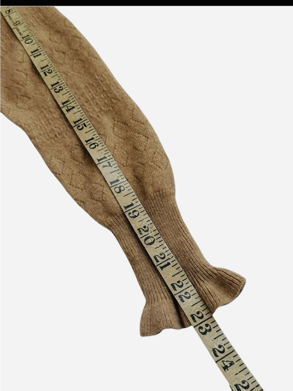 J.Crew 100% Cashmere Camel Pointelle Diamond Knit Ruffle Cuff Sweater S - Picture 10 of 11